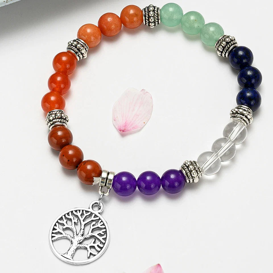 Bracelet 7 Chakras Arbre de Vie en Pierres Naturelles