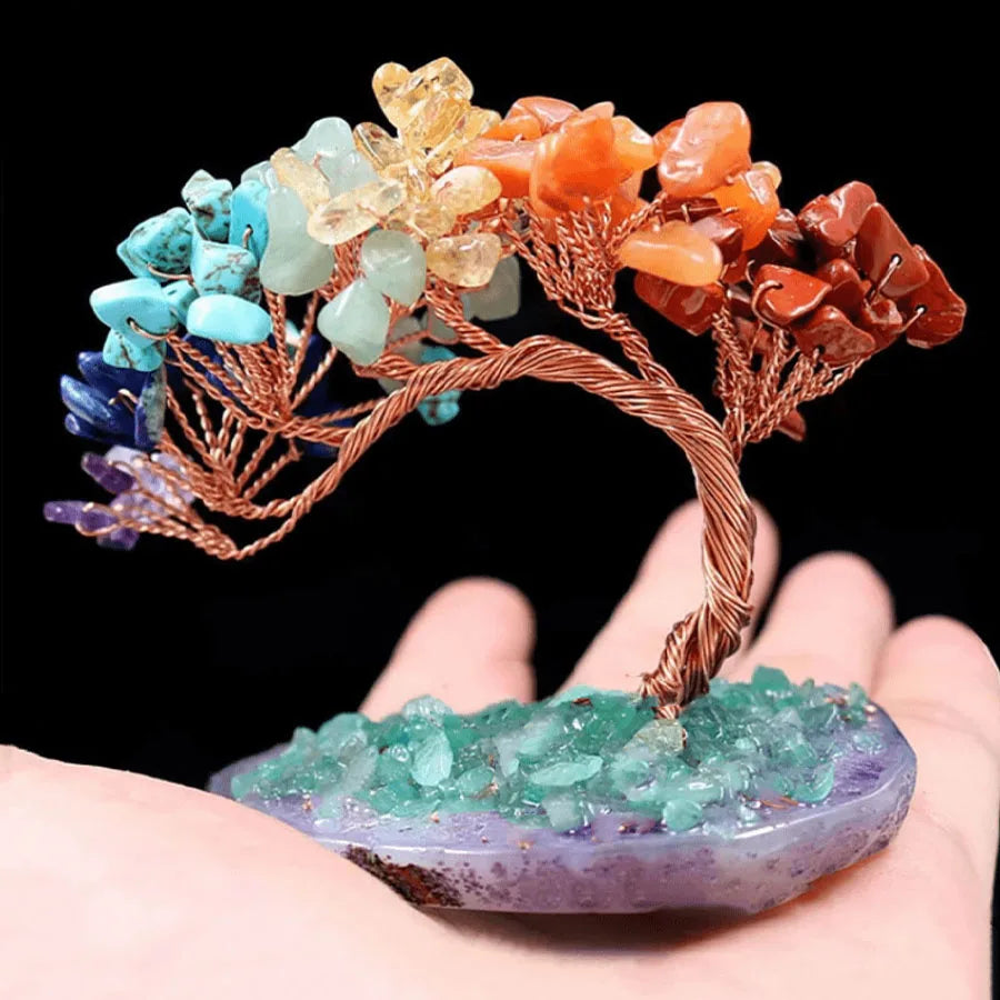 Arbre du Bonheur 7 Chakras en Pierres Naturelles
