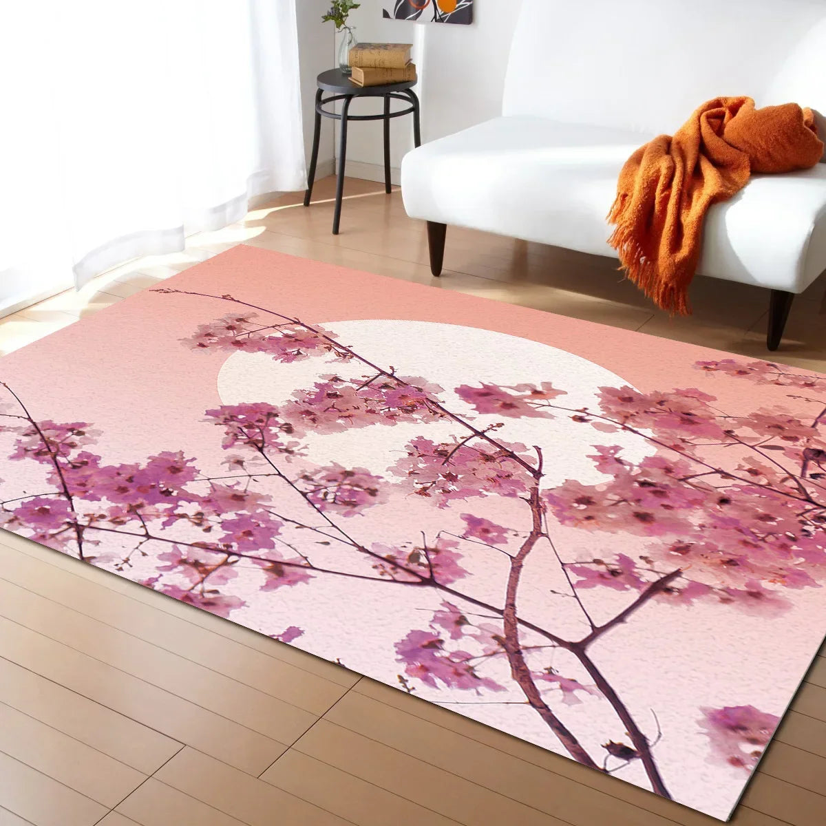 Tapis Japonais Sakura en Velours Cristal Antidérapant
