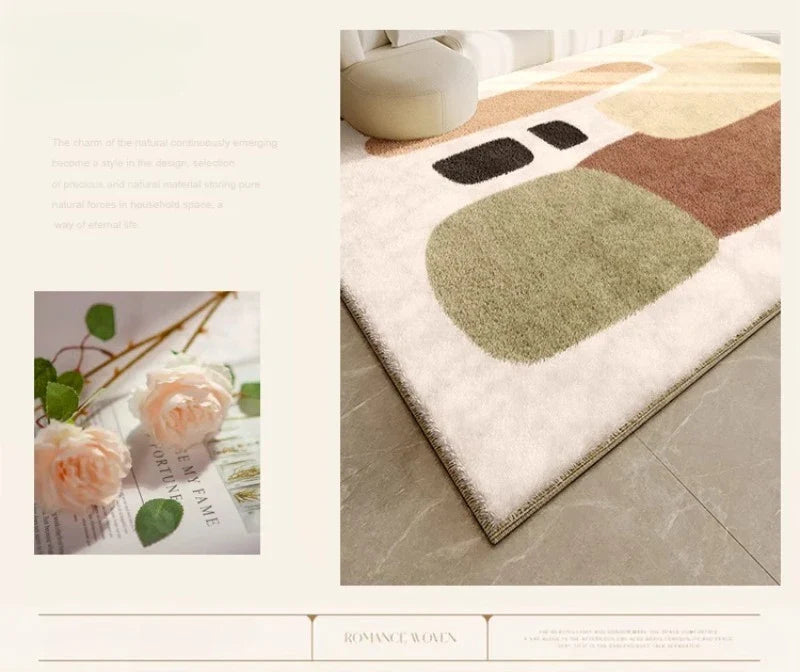 Tapis Japonais Wabi Sabi Crème en Peluche Douce