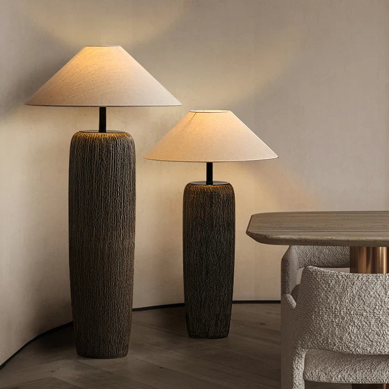 Lampe Japonaise en Céramique Artisanale, Lumière Zen Élégante