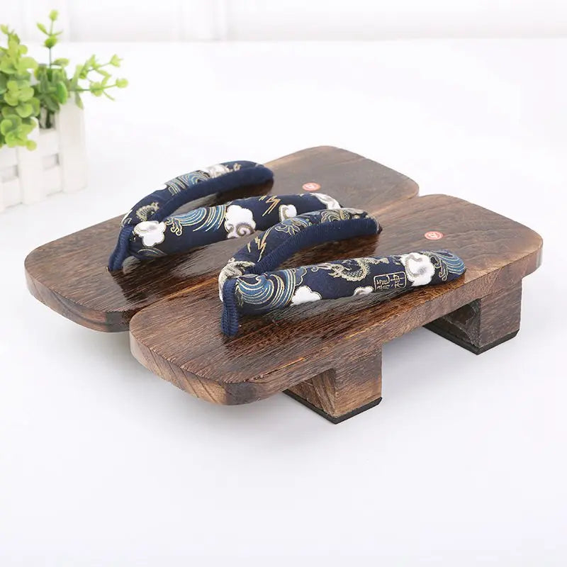 Geta Japonaise Style Oriental en Bois & Tissu