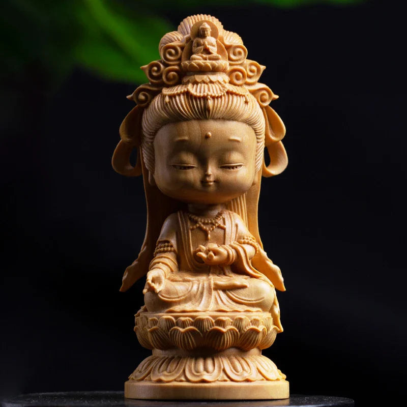 Statue Japonaise en Bois Sculpté | Décoration Zen Artisanale & Spirituelle
