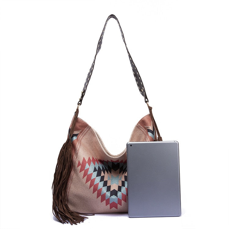 Sac à bandoulière femme style plage – Polyester – 43 cm