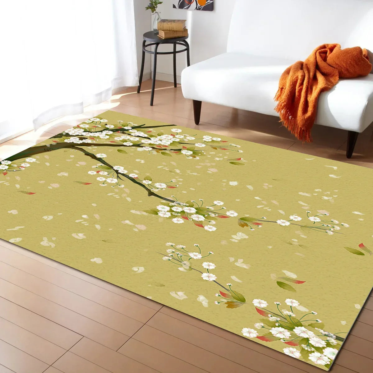 Tapis Japonais Sakura en Velours Cristal Antidérapant