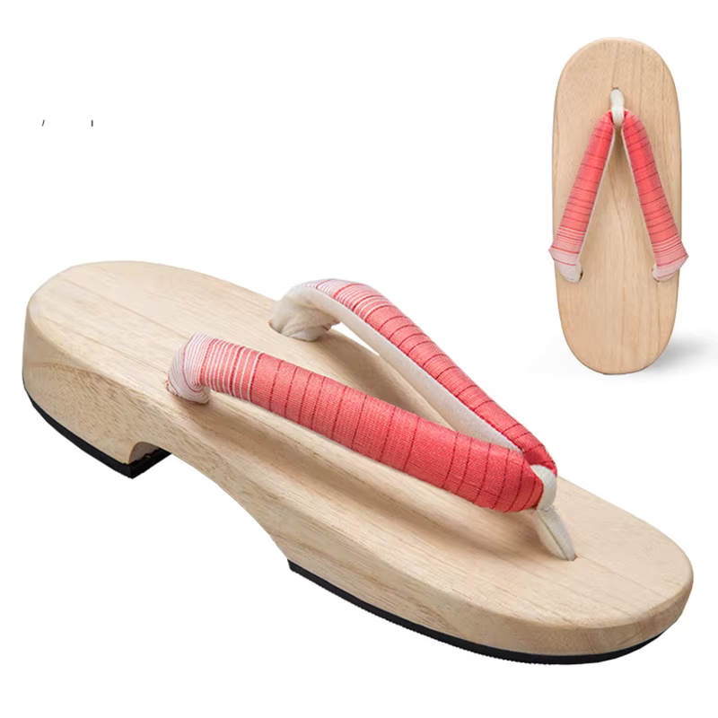 Sandales Geta Dégradées en Bois Naturel & Coton