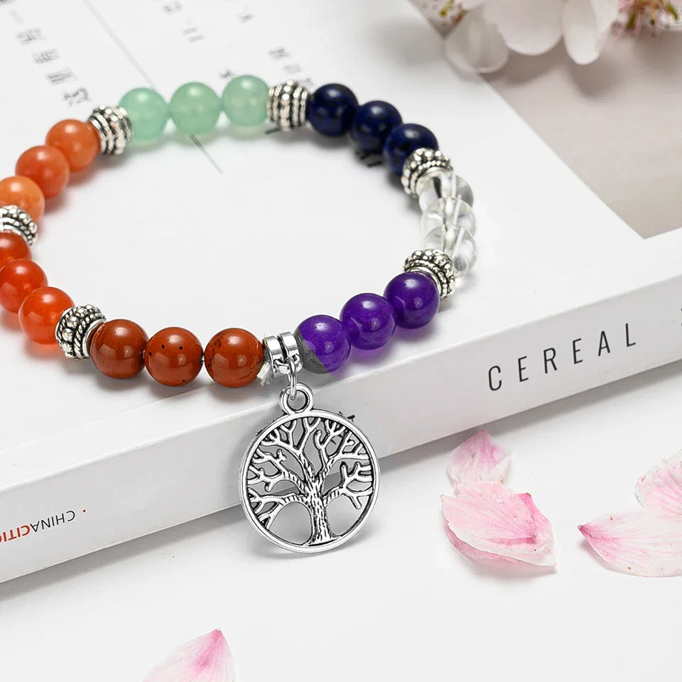 Bracelet 7 Chakras Arbre de Vie en Pierres Naturelles