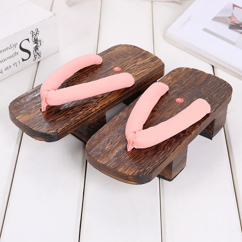 Geta Sandales Japonaises Traditionnelles en Bois & Tissu