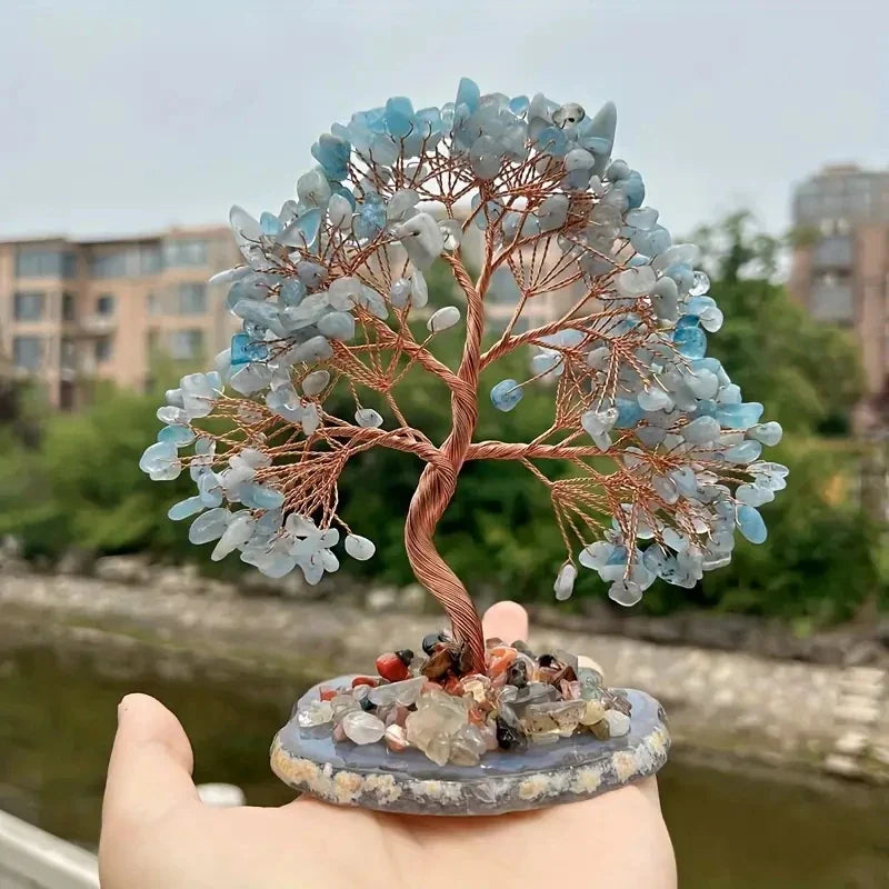 Arbre de Vie en Aigue-Marine décoratif