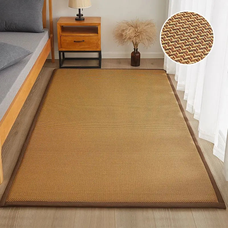 Tapis Japonais en Bambou Style Tatami | Fraîcheur Naturelle & Élégance Épurée