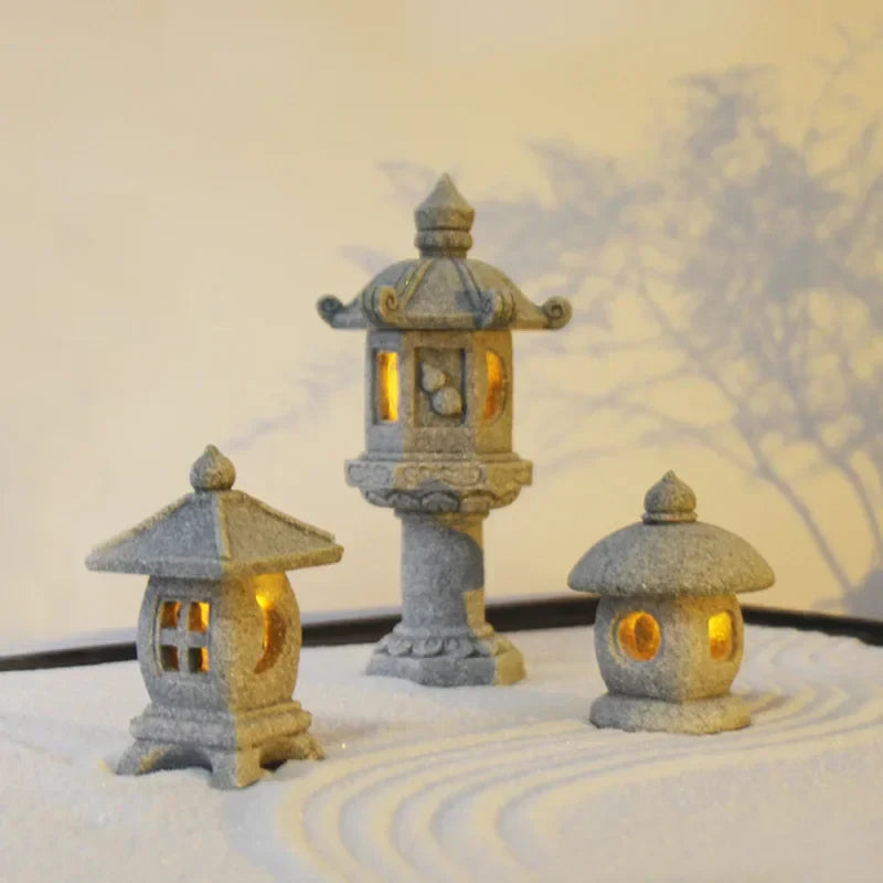 Statue Japonaise Lampe Stylée en Béton | Lampe Zen Décorative Intérieur & Extérieur