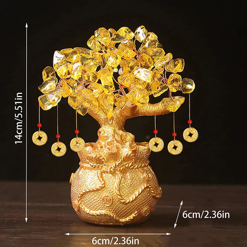 Arbre de Bonheur Feng Shui en Pierre Naturelle (Citrine)