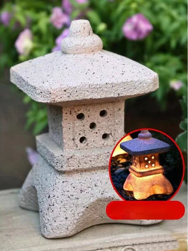 Lanterne Japonaise Solaire en Bronze | Statue Zen Lumineuse pour Jardin & Terrasse