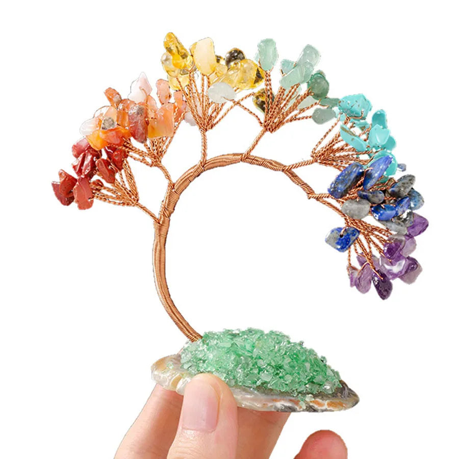Arbre du Bonheur 7 Chakras en Pierres Naturelles