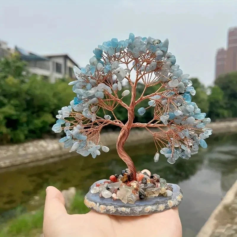 Arbre de Vie en Aigue-Marine décoratif
