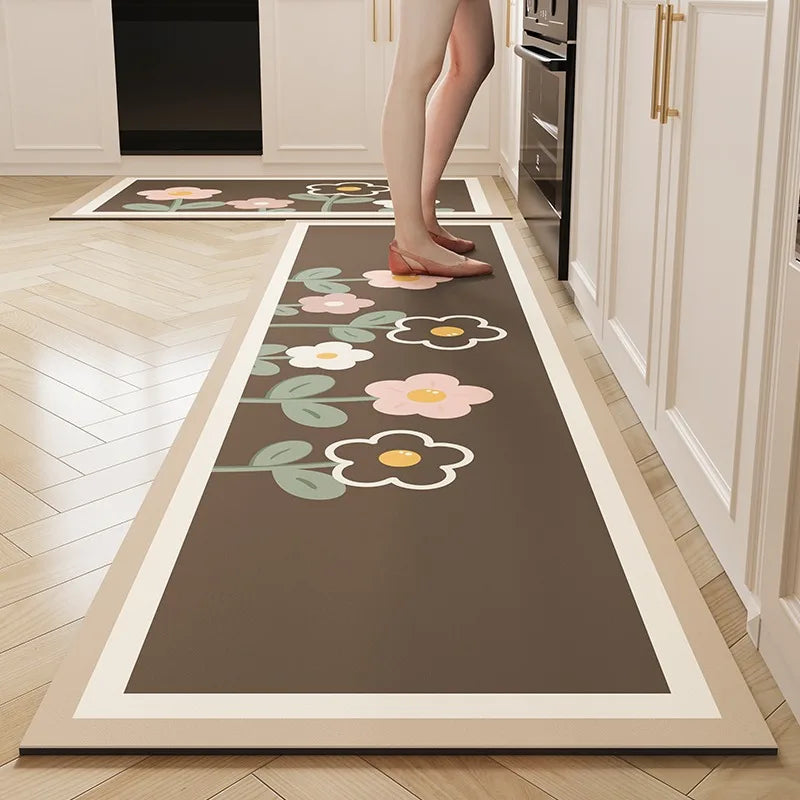 Tapis de Cuisine Japonais en Cuir PVC | Protection Fonctionnelle & Élégance Graphique