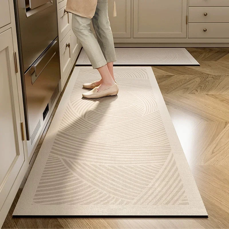 Tapis de Cuisine Japonais en Cuir PVC | Protection Imperméable & Stabilité Élégante