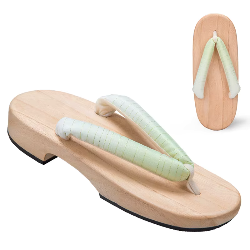 Sandales Geta Dégradées en Bois Naturel & Coton