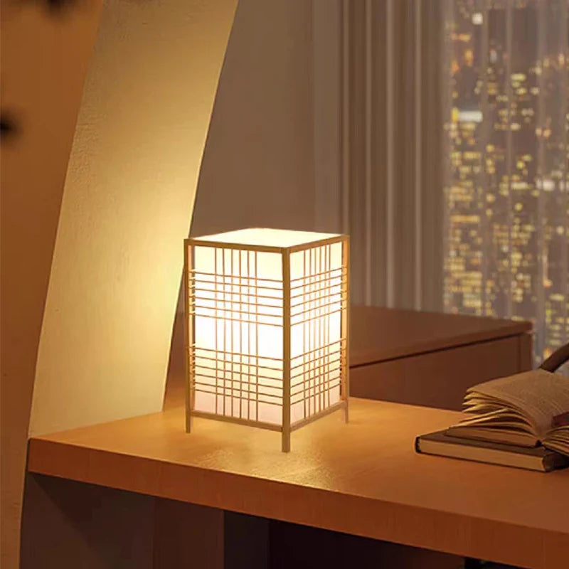 Lampe Japonaise en Bambou Naturel, Éclairage Zen Ajustable E27