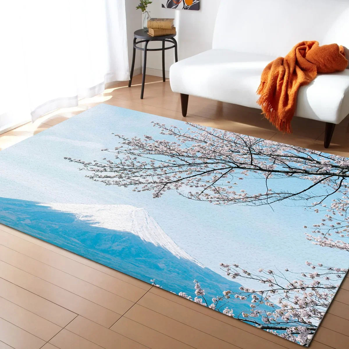 Tapis Japonais Sakura en Velours Cristal Antidérapant