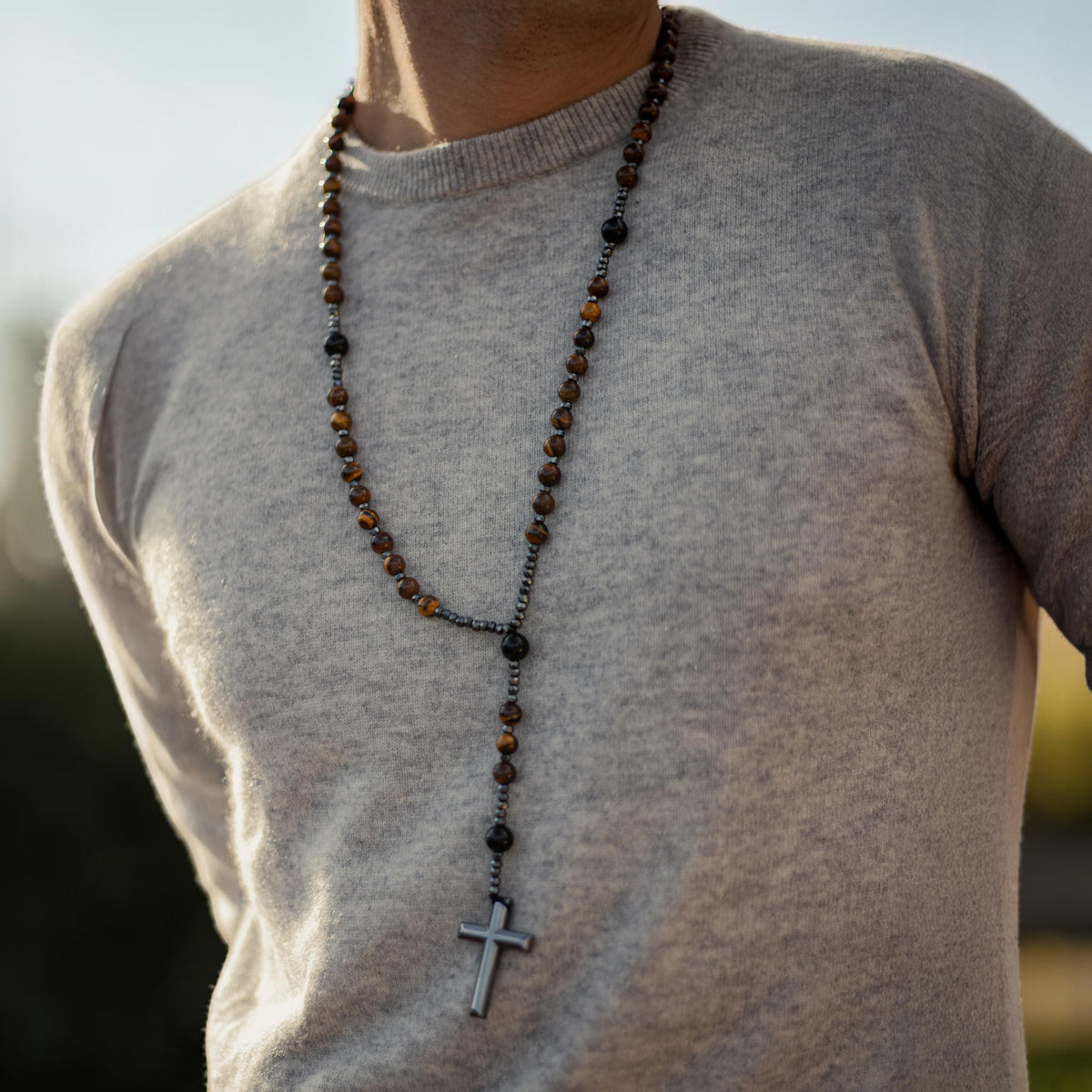 Collier Chapelet Protection en Oeil de Tigre