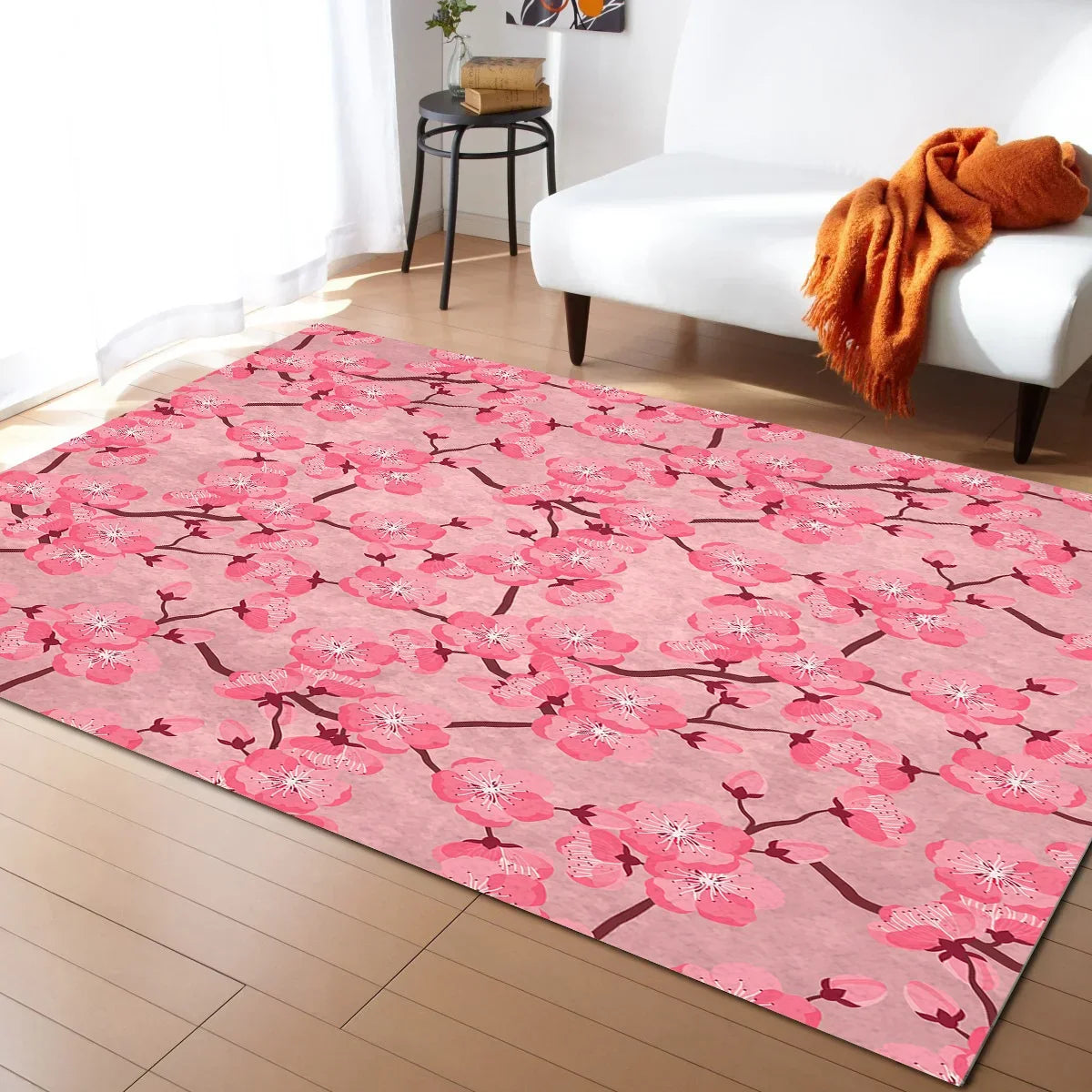 Tapis Japonais Sakura en Velours Cristal Antidérapant