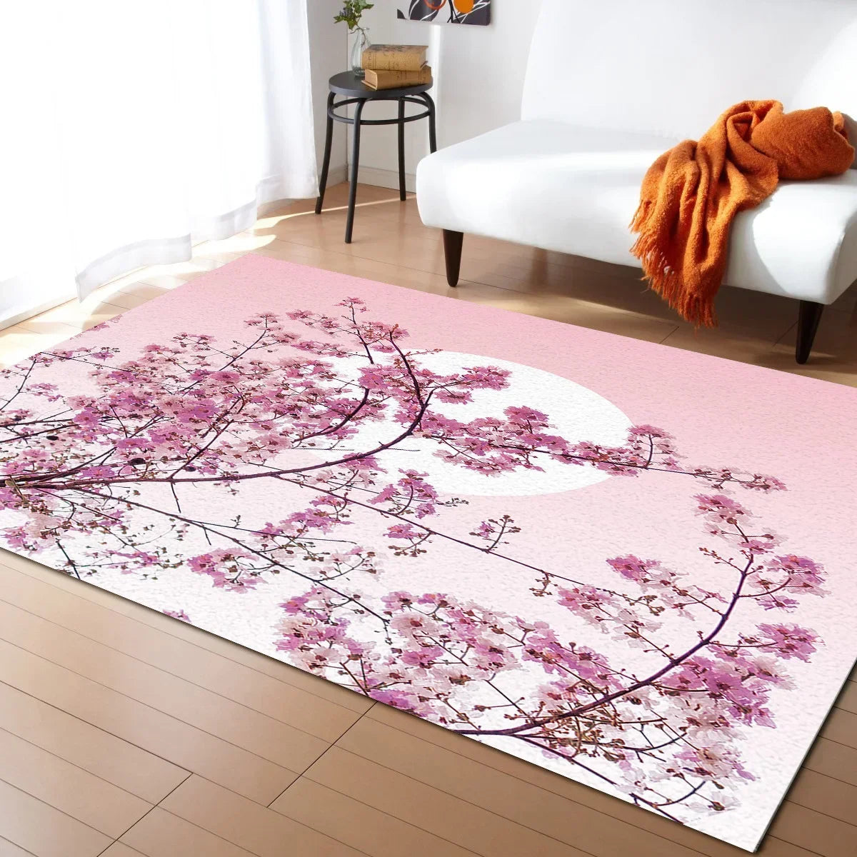 Tapis Japonais Sakura en Velours Cristal Antidérapant