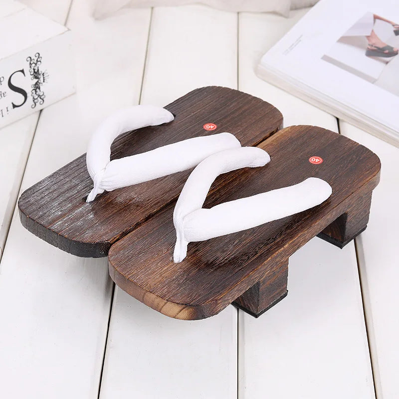 Geta Sandales Japonaises Traditionnelles en Bois & Tissu