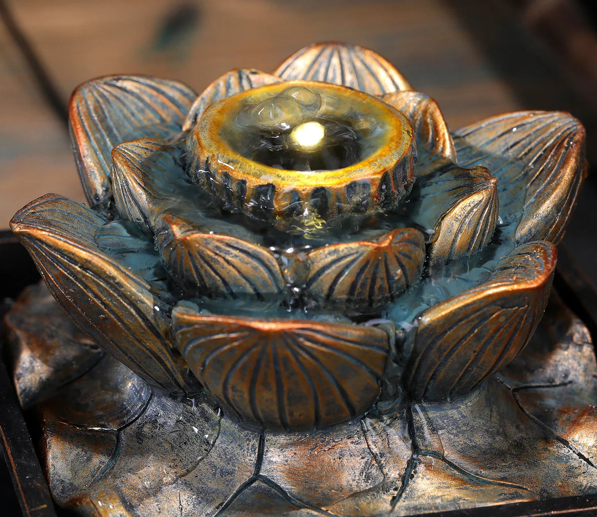 Fontaine Japonaise d’Intérieur Compacte en Résine Poly avec Pompe Silencieuse et Débit Réglable