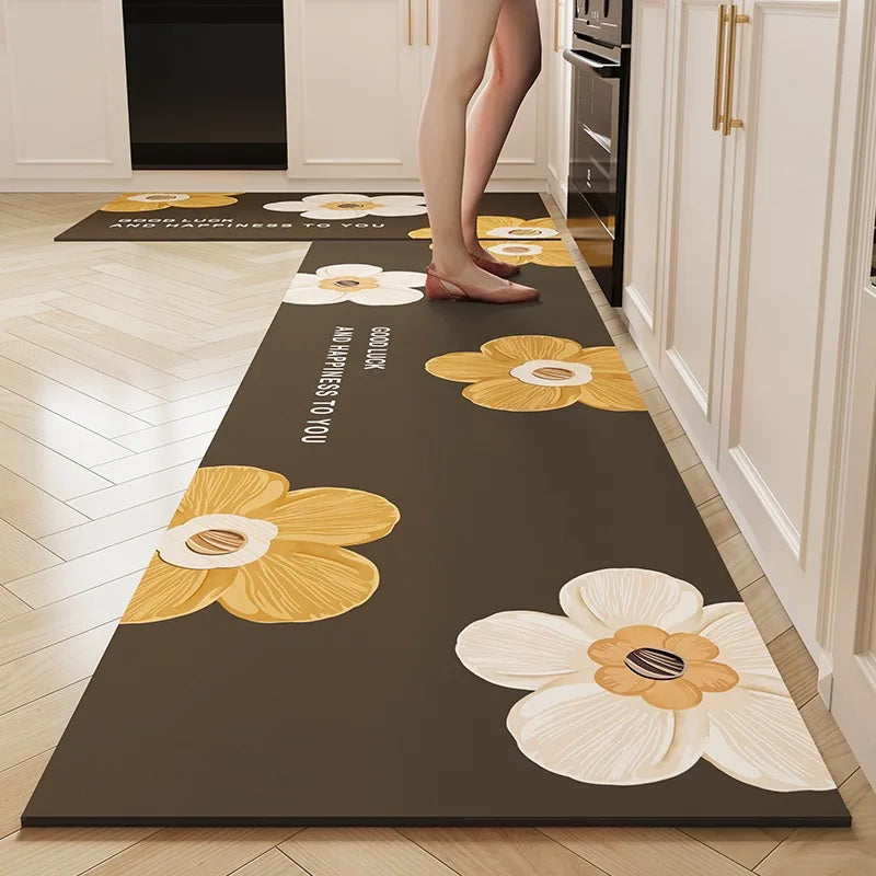 Tapis de Cuisine Japonais en Cuir PVC | Protection Fonctionnelle & Élégance Graphique