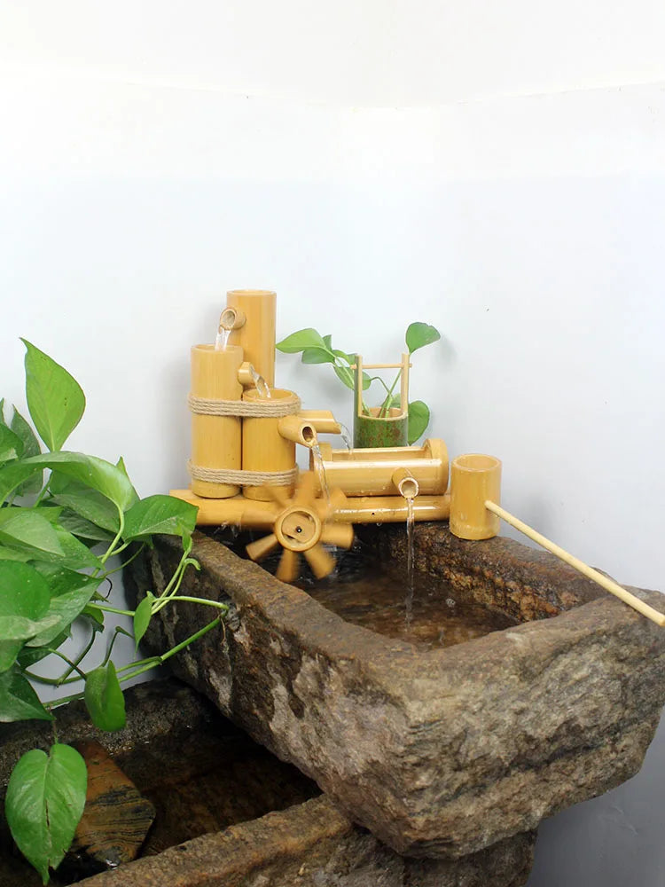 Fontaine Japonaise en Bambou Artisanal pour Jardin et Intérieur Zen