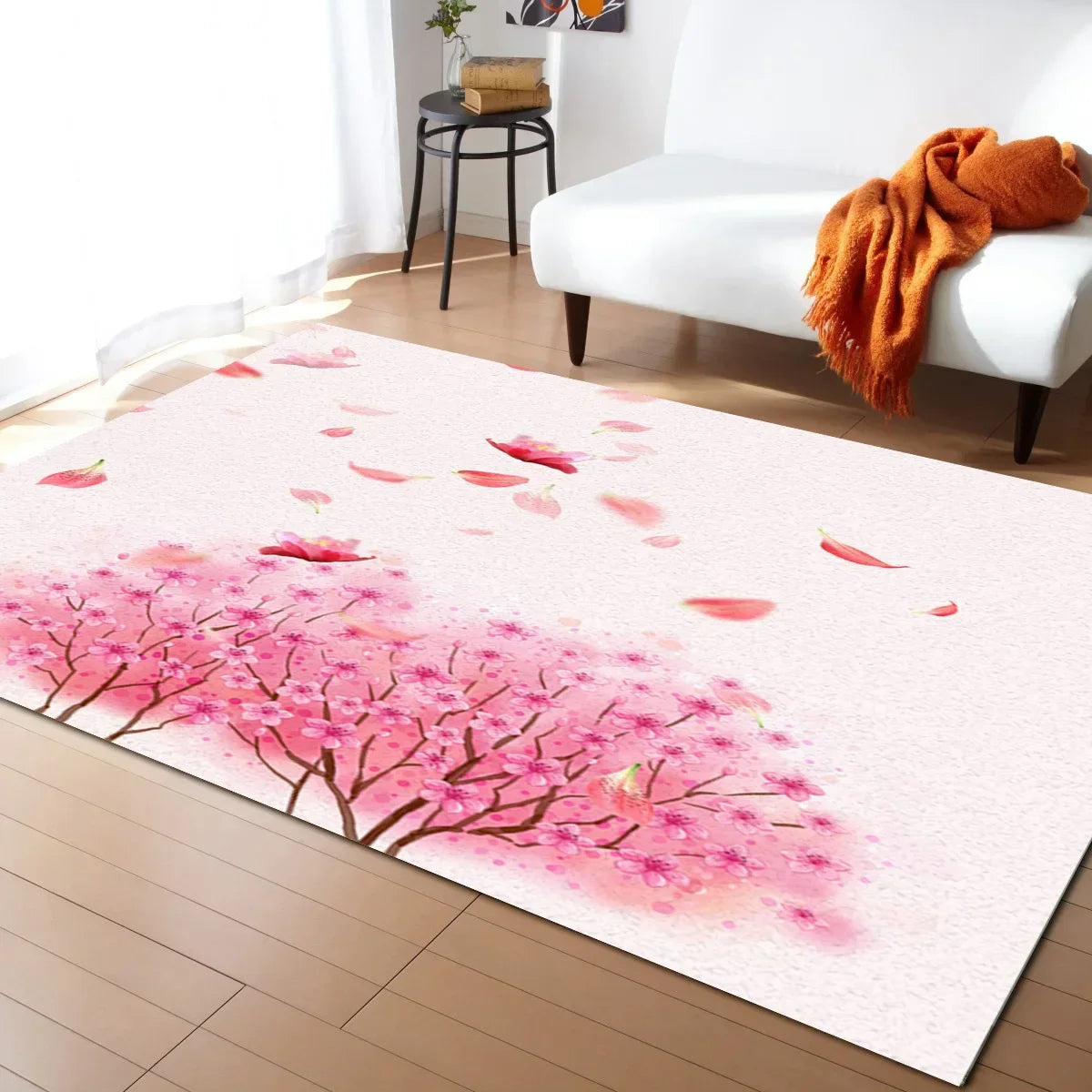 Tapis Japonais Sakura en Velours Cristal Antidérapant