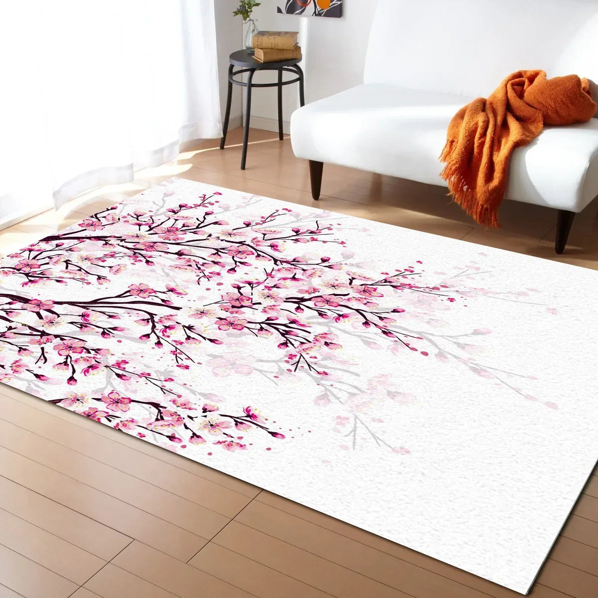 Tapis Japonais Sakura en Velours Cristal Antidérapant