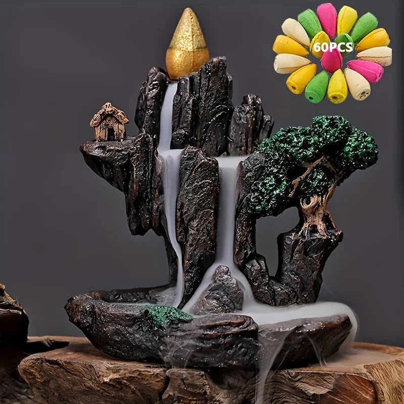 Brûleur d’Encens à Reflux Montagne Arbre & Rocher