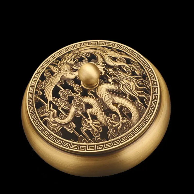 Brûleur d’Encens Dragon & Phénix en Cuivre, Puissance & Mystère