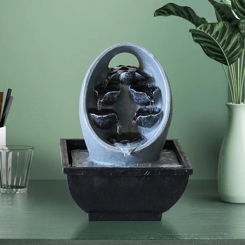 Fontaine Japonaise Zen d’Intérieur en Résine avec Pompe Silencieuse
