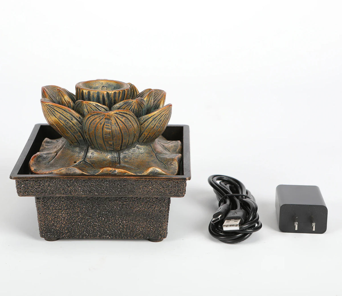 Fontaine Japonaise d’Intérieur Compacte en Résine Poly avec Pompe Silencieuse et Débit Réglable