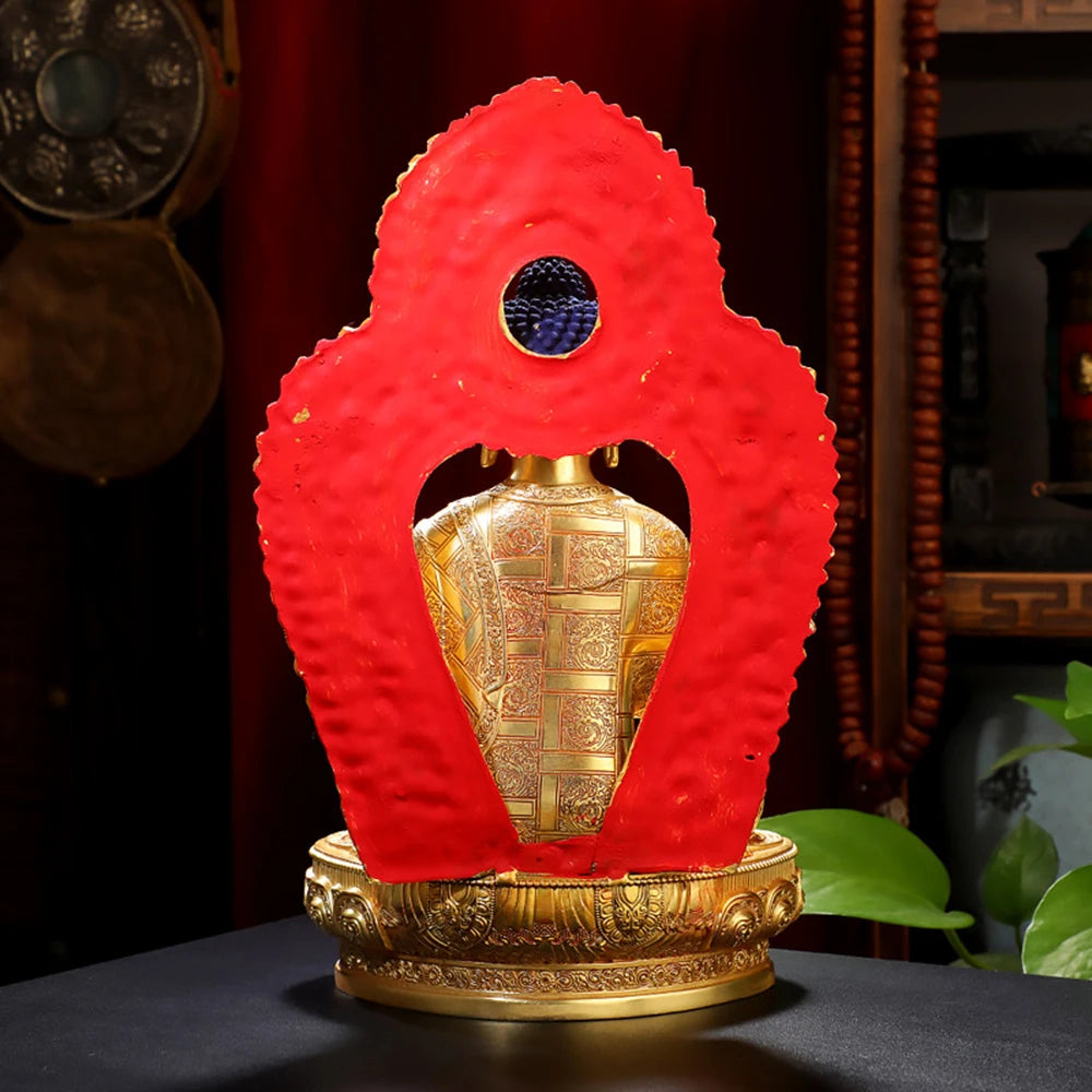 Ornement de bouddha Sakyamuni doré de 8 pouces, figurine en cuivre du bouddha, icônes ésotriques, petit ornement de bureau de culte à la maison