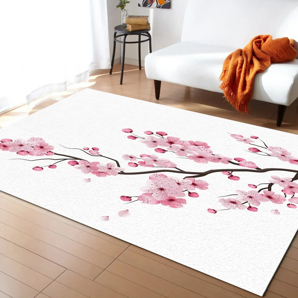 Tapis Japonais Sakura en Velours Cristal Antidérapant