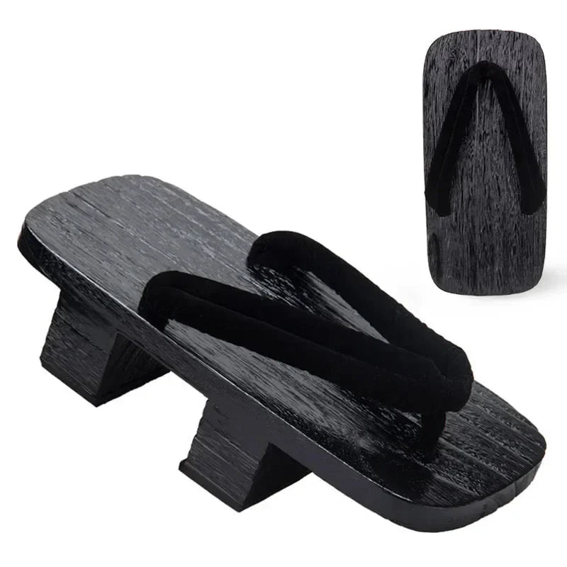 Geta Japonais Noir en Bois de Paulownia & Caoutchouc