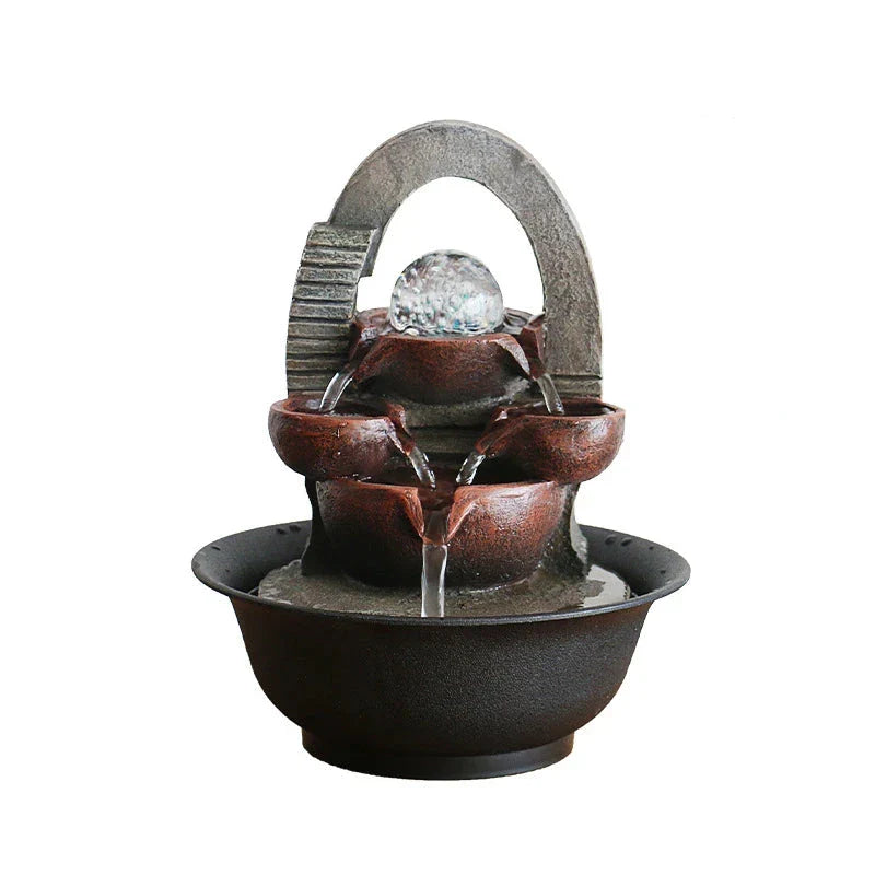 Fontaine à Eau Cascade d’Intérieur Design Boule avec LED et Pompe Silencieuse