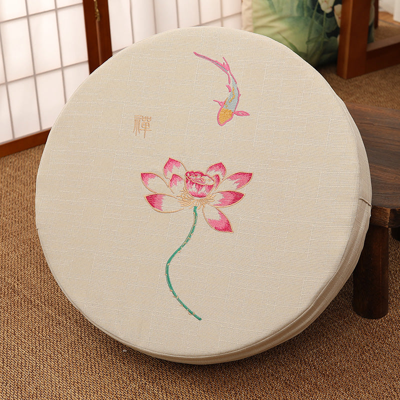— Coussin de Méditation Zen Fleuri | Assise Japonaise Confort 40 cm