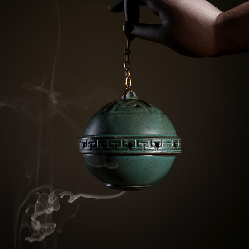 Tibetan Lotus Ceramic Incense Burner for Meditation and Rituals