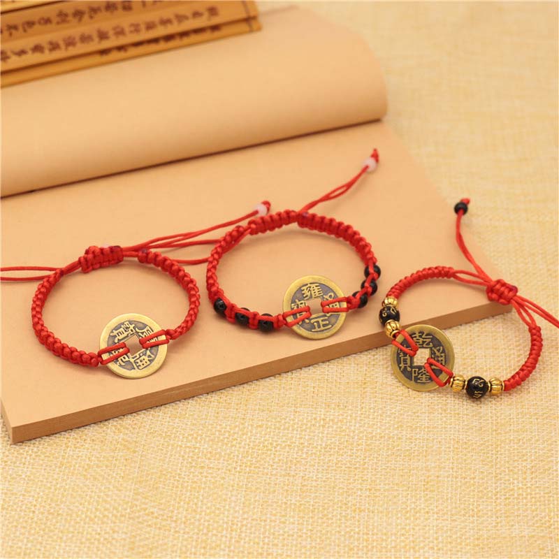 Bracelet Fil Rouge avec Pièce de Cuivre – Protection & Prospérité