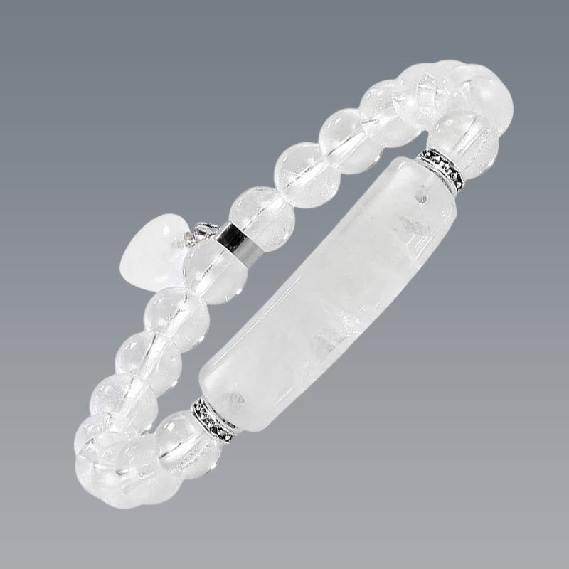 Bracelet en Améthyste Naturelle Forme Cœur 8 mm, Perles Artisanales