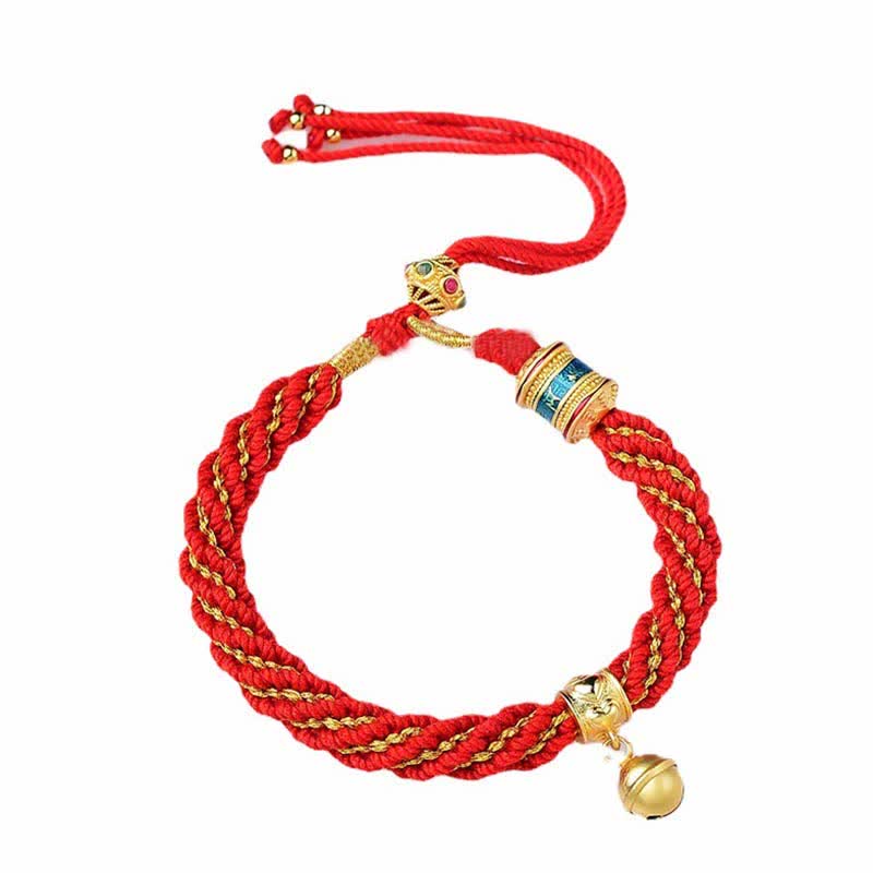 Bracelet de Prière Tibétain Thangka en Fil Rouge, Protection & Chance