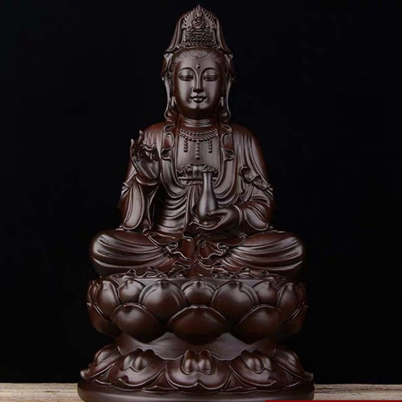 Pierre Avalokitesvara Ébène Lotus Harmonie Bénédiction Décoration de la Maison