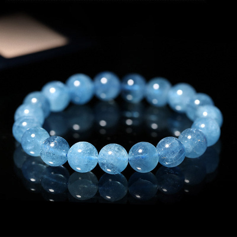 Bracelet Paix en Aigue-Marine Naturelle 8 mm | Clarté & Sérénité Symbolique