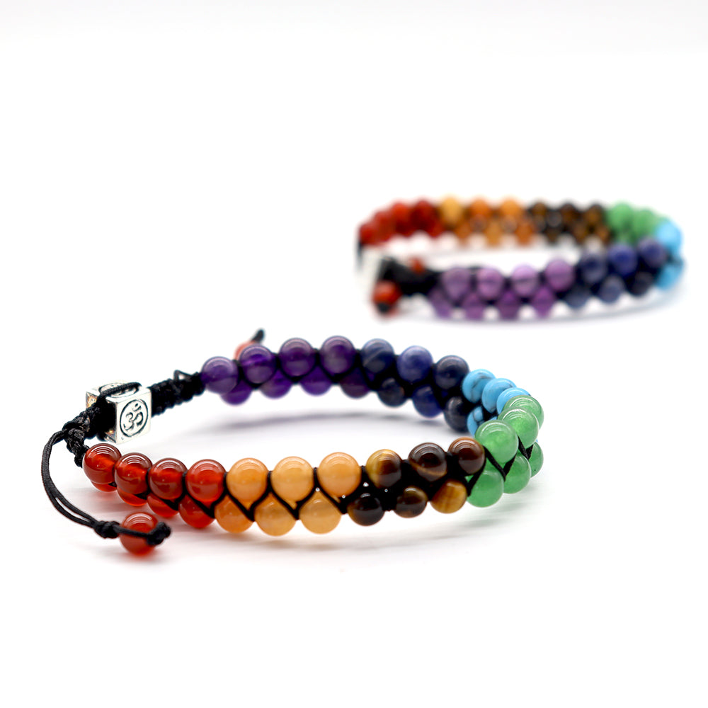 Bracelet Chakra Ajustable en Pierres Naturelles 6 mm (7 Chakras)
