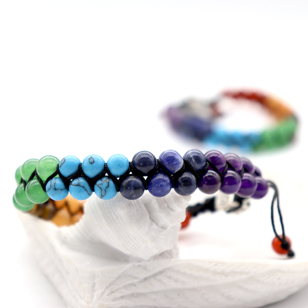 Bracelet Chakra Ajustable en Pierres Naturelles 6 mm (7 Chakras)